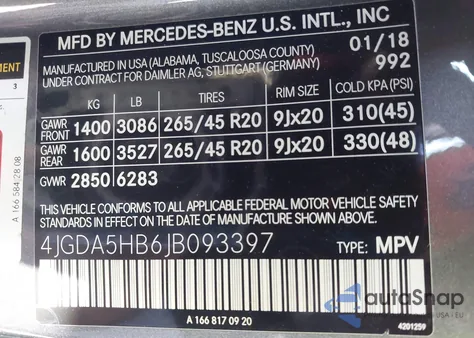 2018 Mercedes-Benz Gle 350 4Matic из США, поврежденный, VIN 4JGDA5HB6JB093397